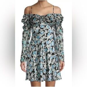 Diane Von Furstenberg Floral Off-Shoulder Long Sleeve Dress - Size 6 (A025)